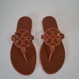 Tory Burch Miller Thong Sandals – Tan Leather – New